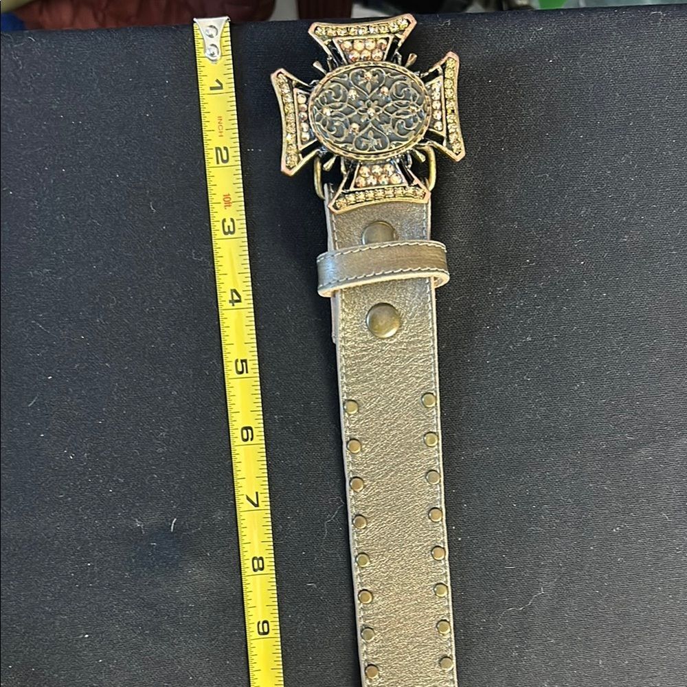 Cache Bronze with Bling Cross Buckle Belt